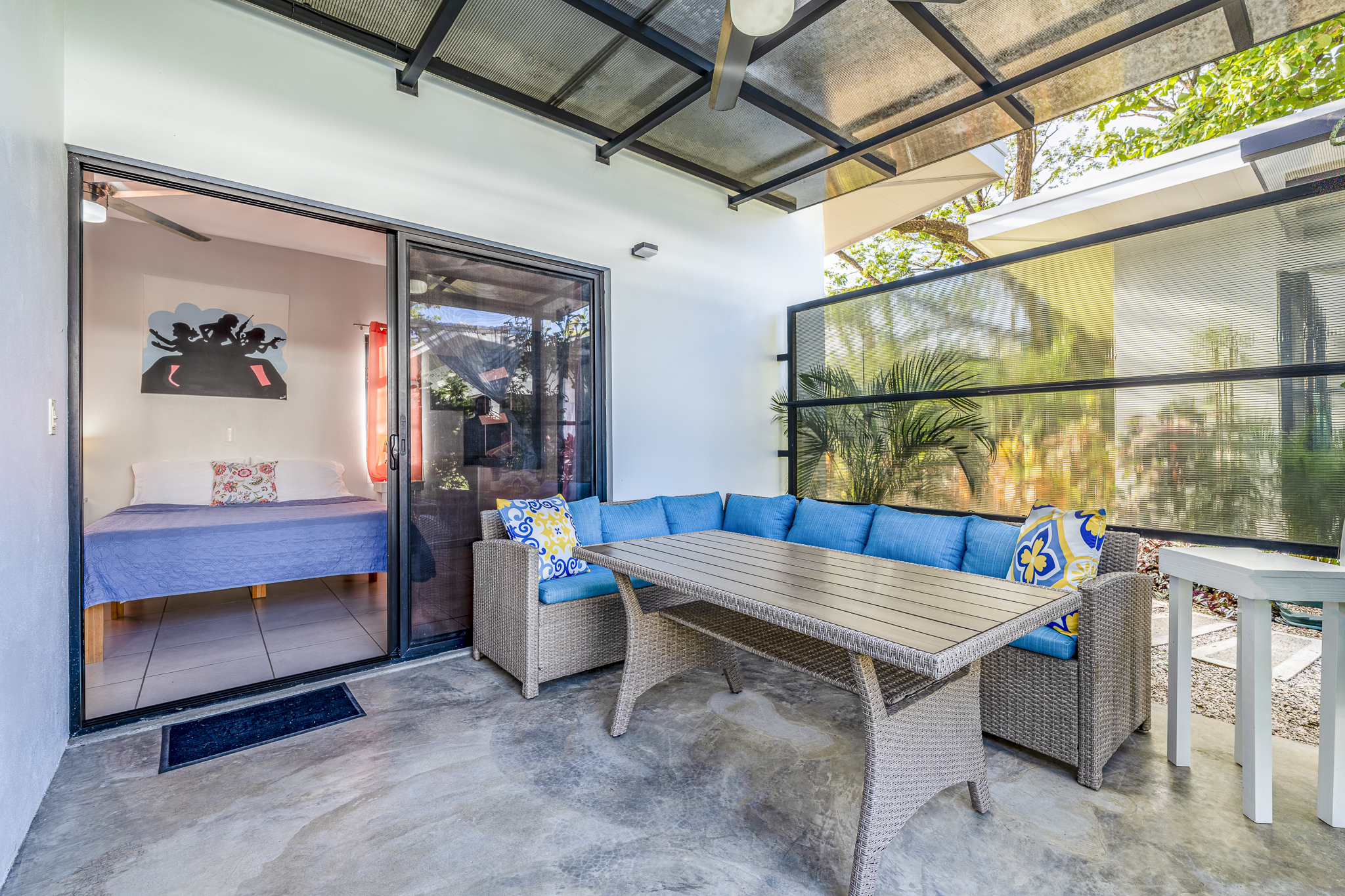 covered patio sitting area inside property for sale samara costa rica
