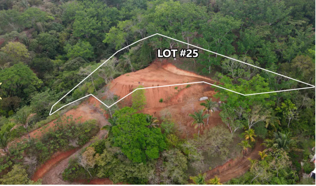 lote 25 proyecto montaña vista aérea al océano samara costa rica